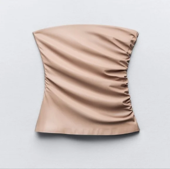 🆕️ Zara Faux Leather Ruched Top - Picture 4 of 4